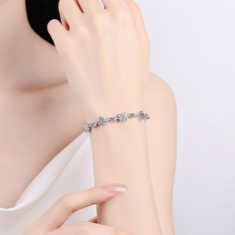 Moissanite Bracelets in 925 Sterling Silver 6.43ct 18cm