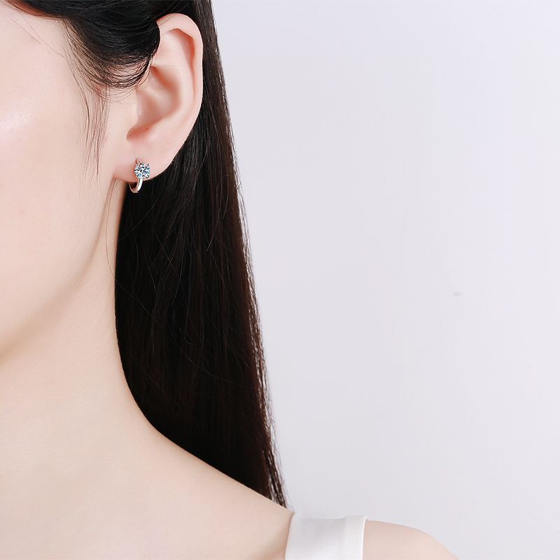 Round cut Moissanite Earrings in 925 Sterling Silver 1ct 2ct