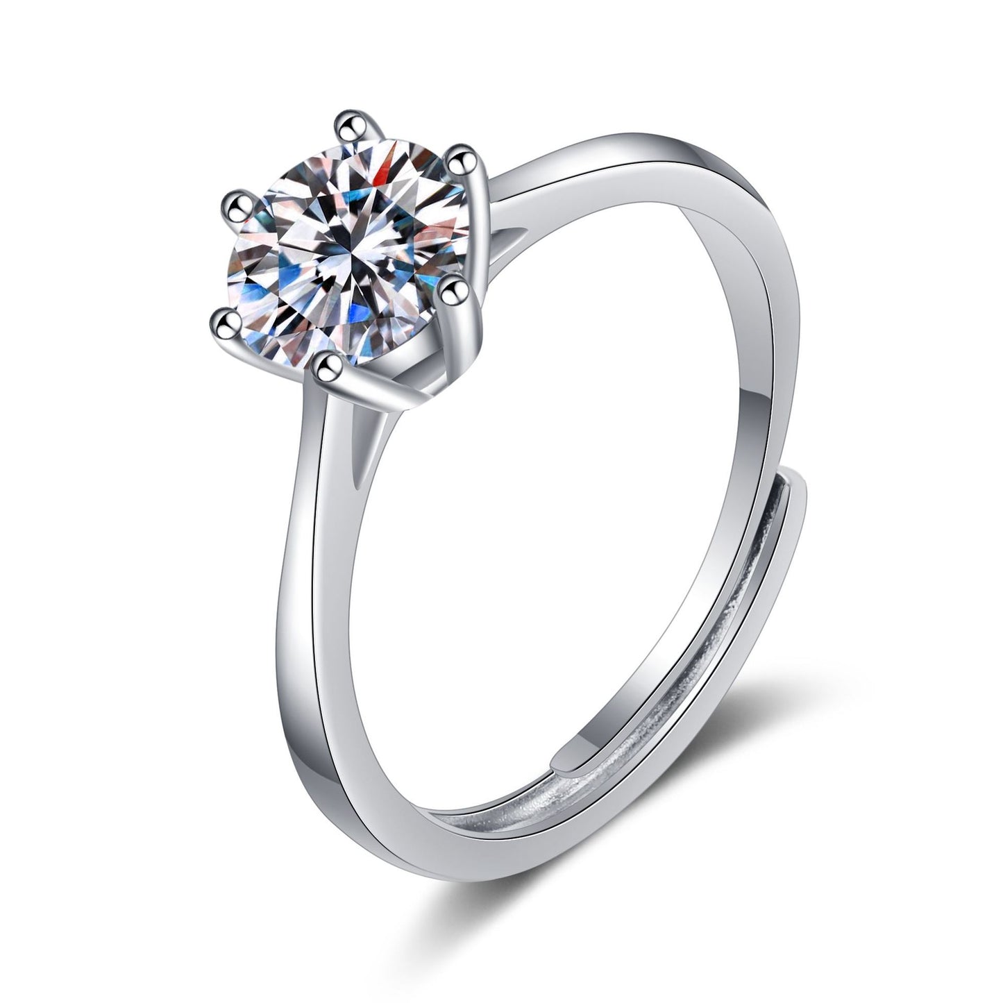 Round cut Moissanite Ring in 925 Sterling Silver 0.3ct 0.5ct 1ct 2ct