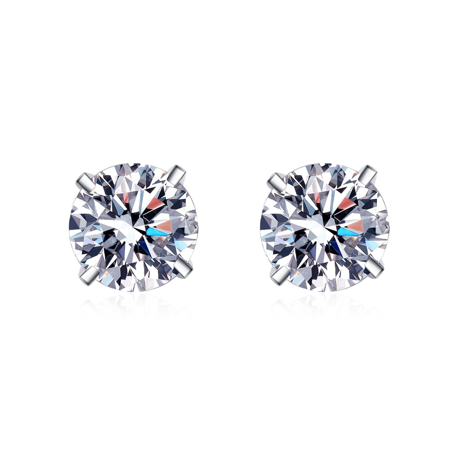 Round cut Moissanite Earrings in 925 Sterling Silver 0.4ct 0.6ct 1ct 1.6ct 2ct 4ct