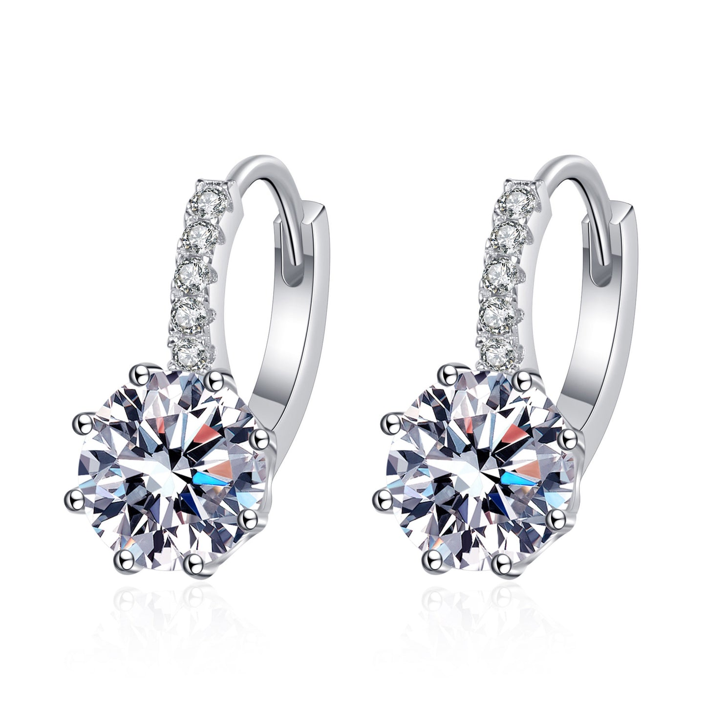 Round cut Moissanite Earrings in 925 Sterling Silver 4ct