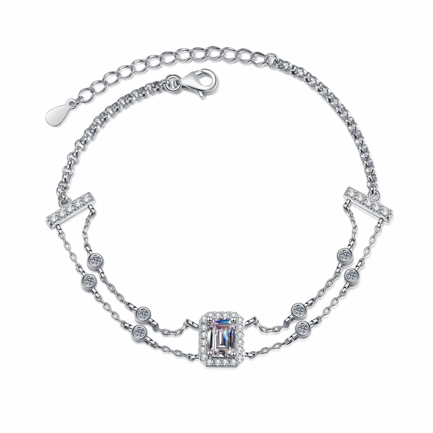 Moissanite Bracelets in 925 Sterling Silver 1ct 21cm