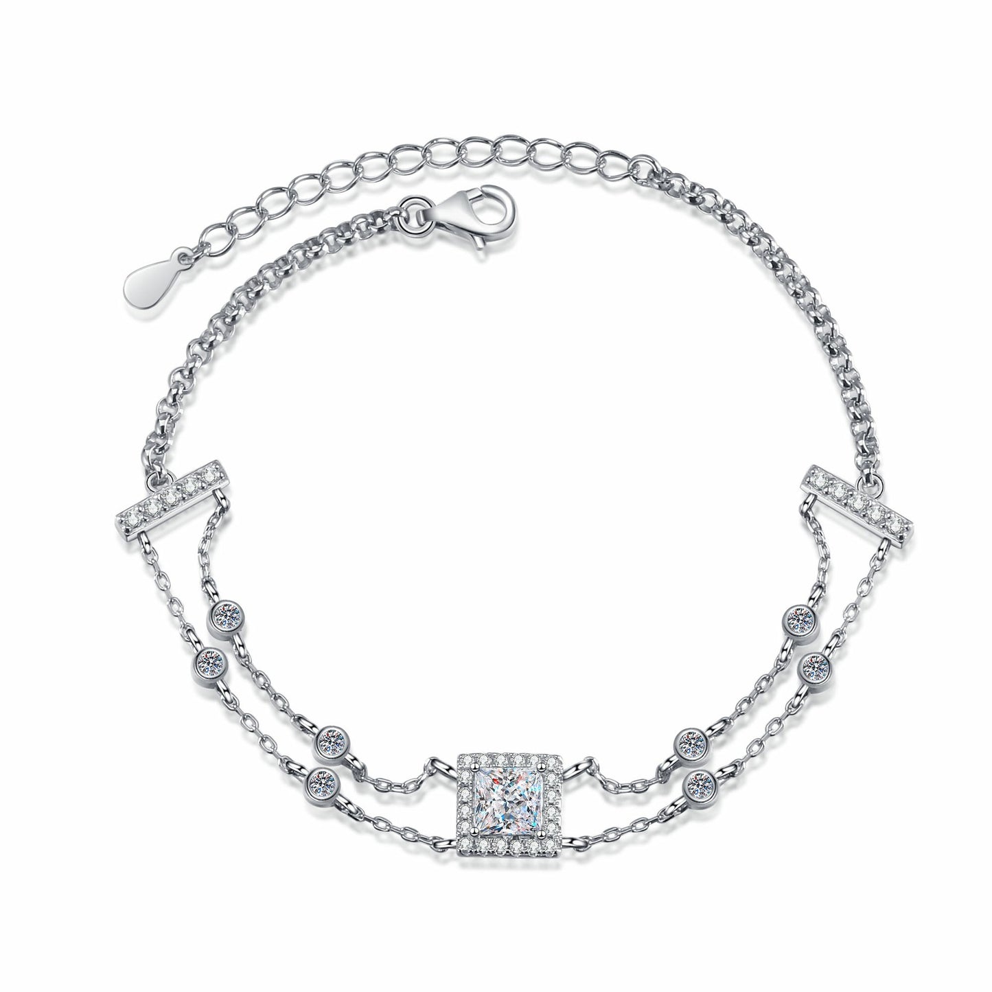 Moissanite Bracelets in 925 Sterling Silver 1ct 21cm