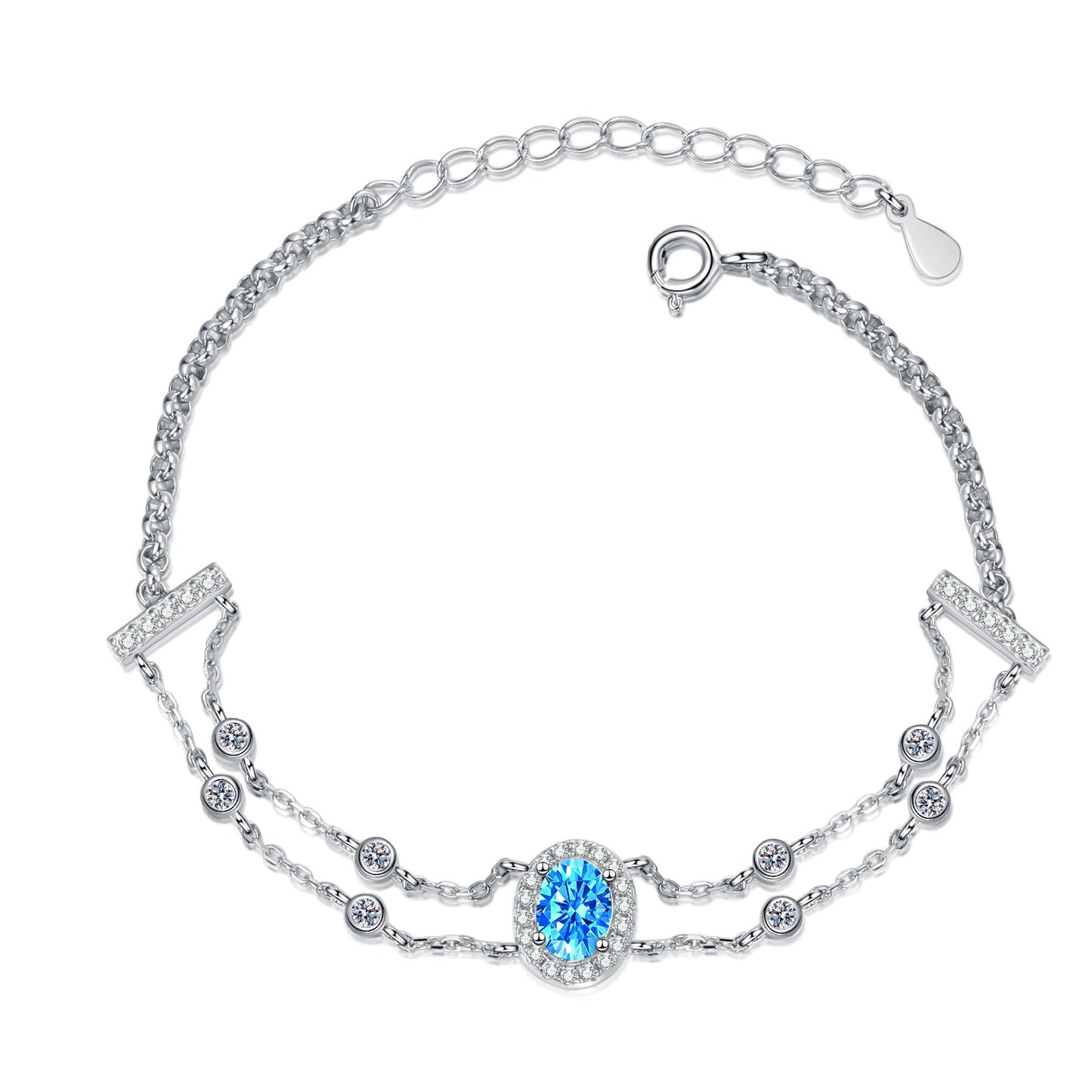 Moissanite Bracelets in 925 Sterling Silver 1ct 16+5cm