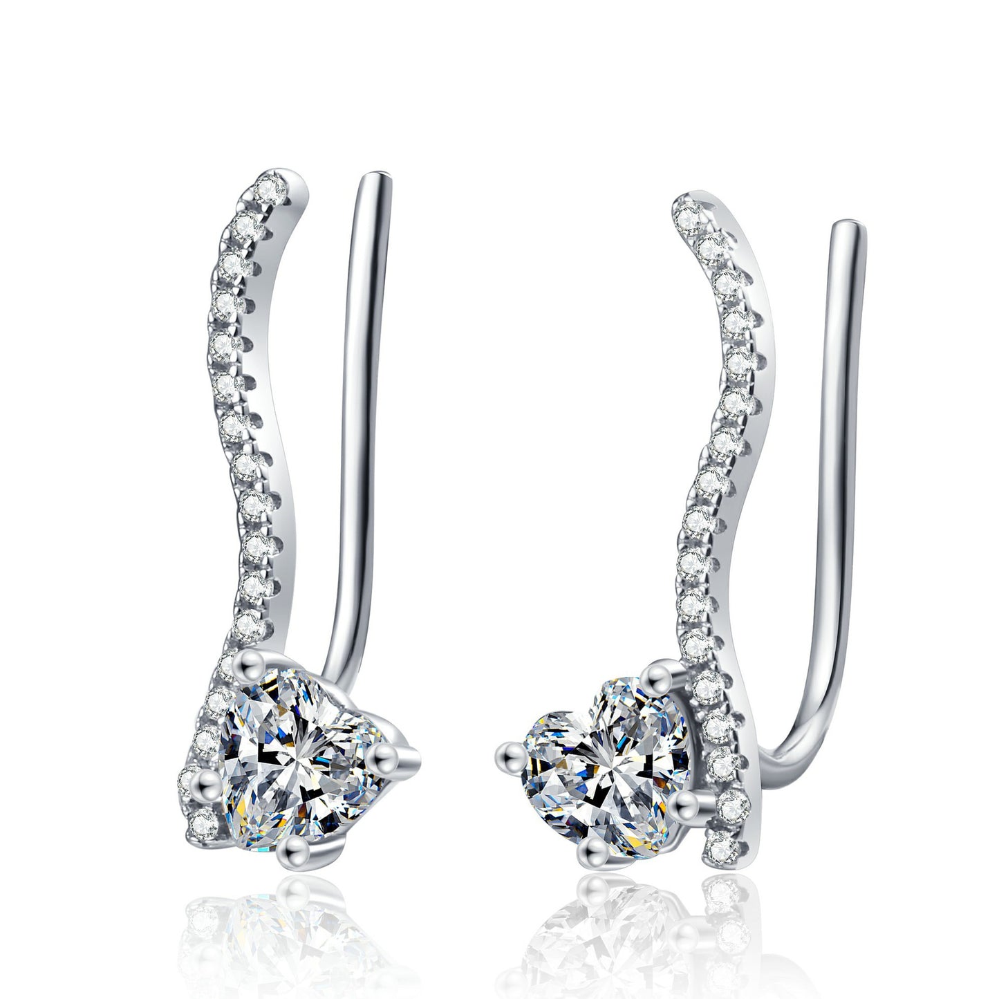 Round cut Moissanite Earrings in 925 Sterling Silver 1ct