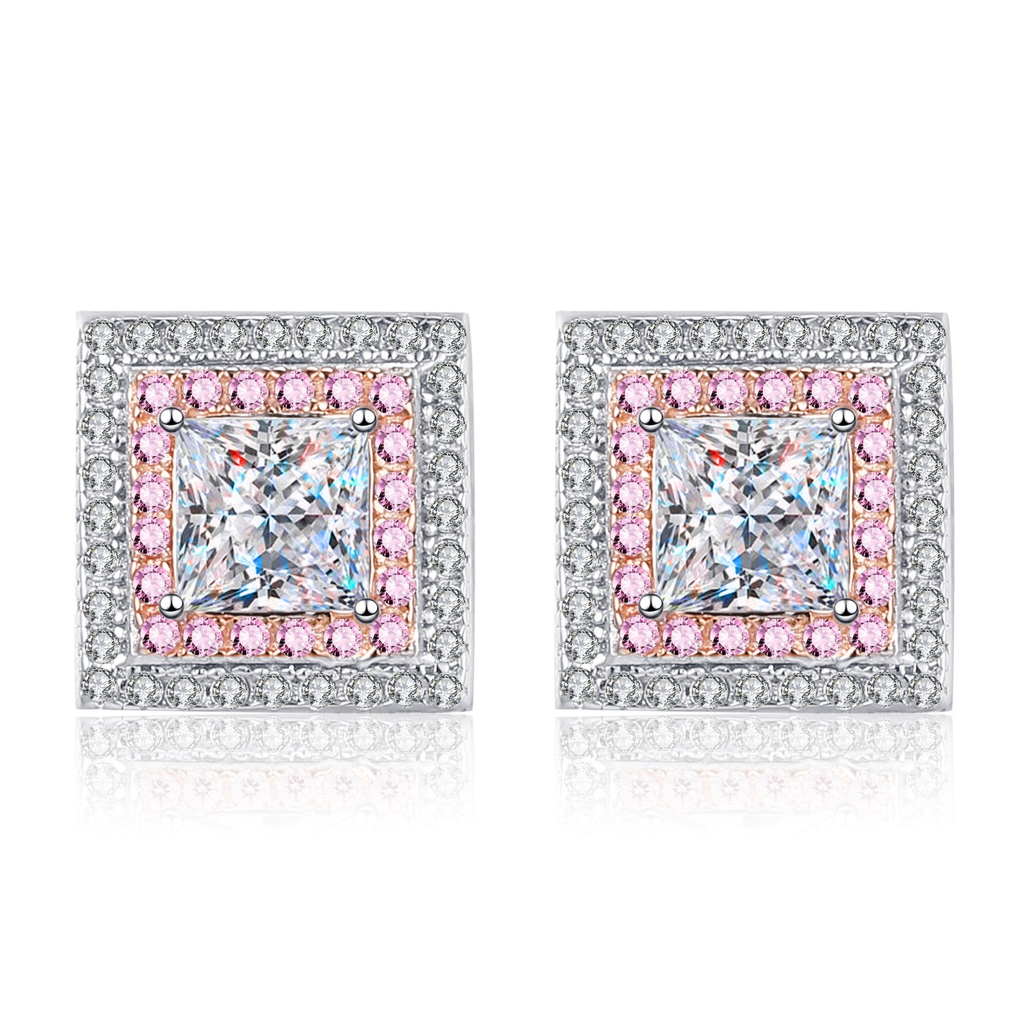 Princess cut Moissanite Earrings in 925 Sterling Silver 1.2ct