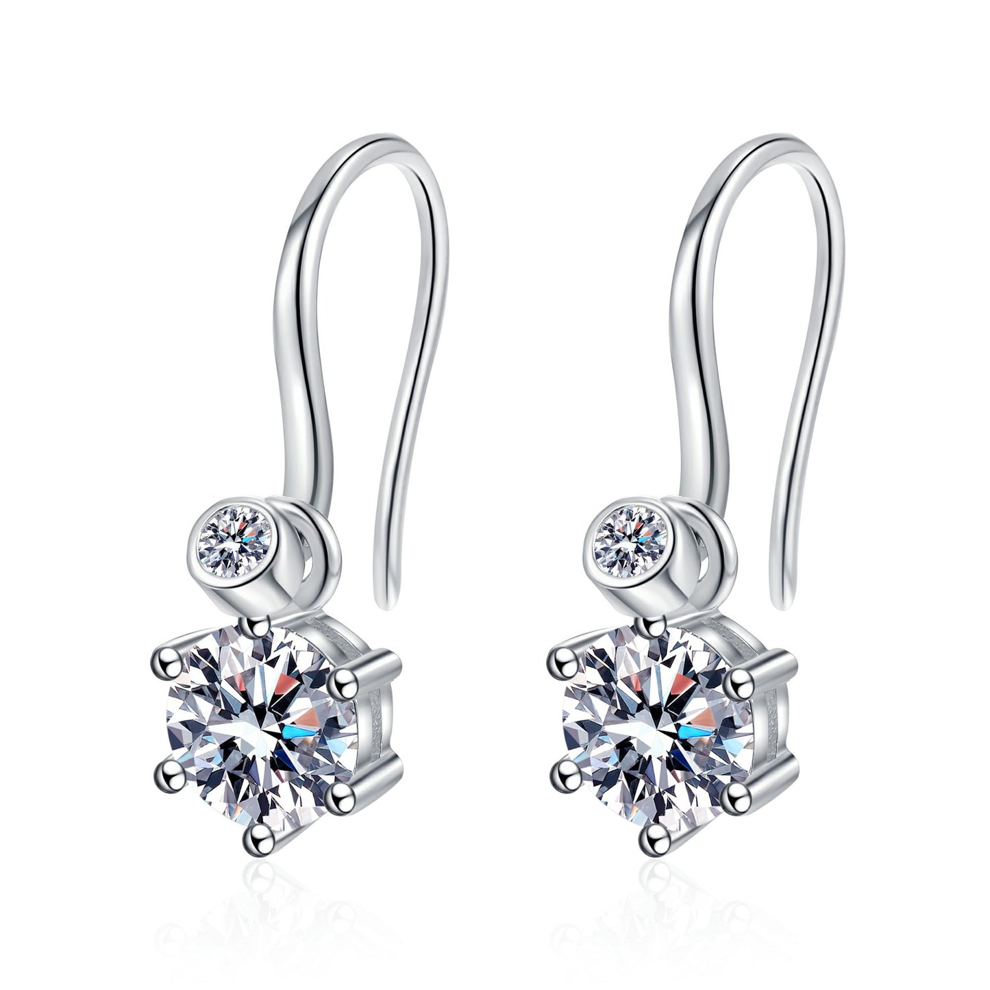 Round cut Moissanite Earrings in 925 Sterling Silver 1.12ct 2.12ct 4.12ct