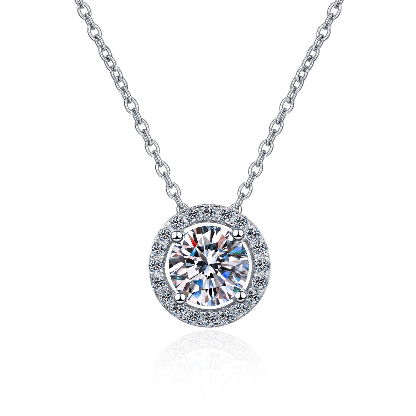 Moissanite Necklaces in 925 Sterling Silver 0.5ct 1ct 2ct