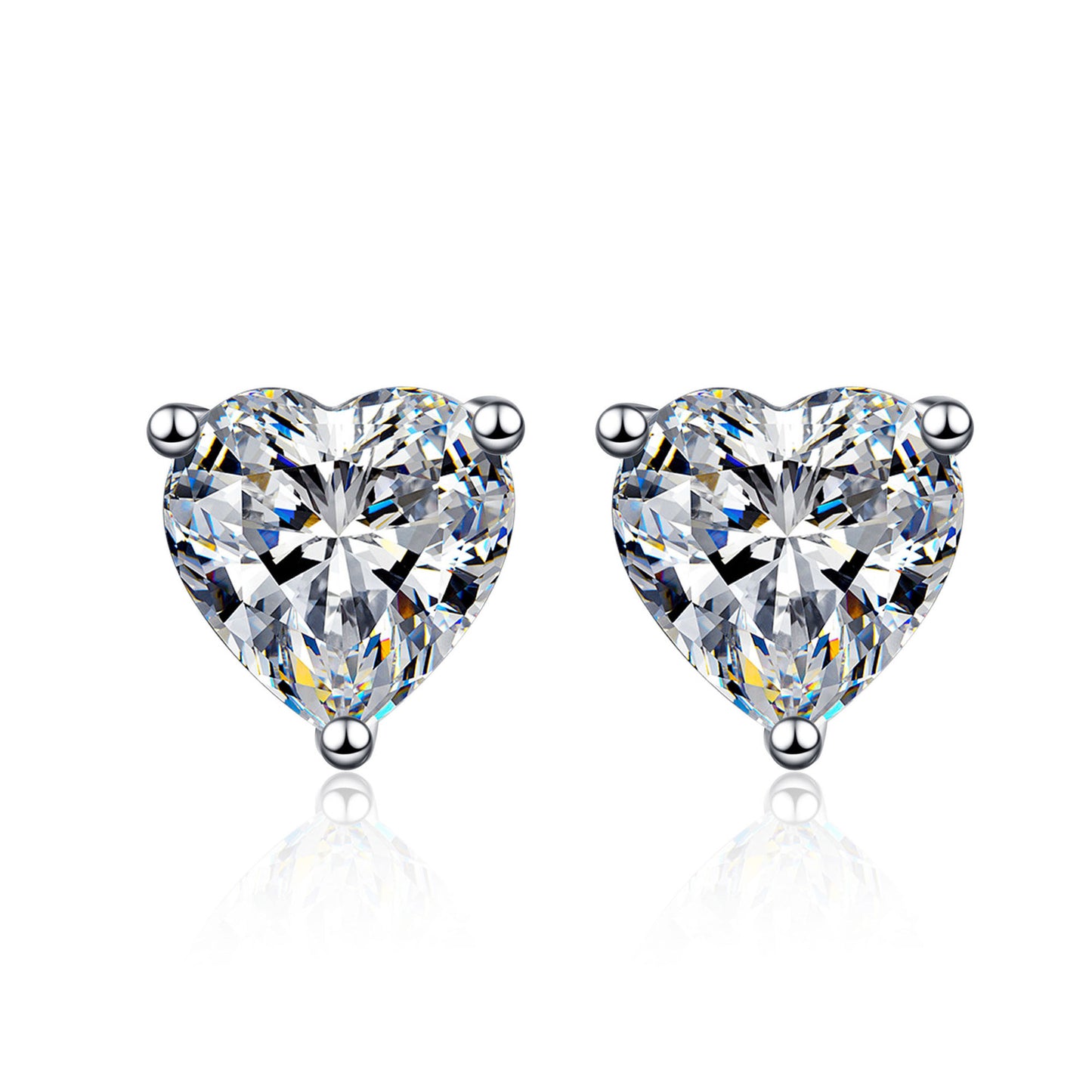 Heart cut Moissanite Earrings in 925 Sterling Silver 1ct 2ct 4ct