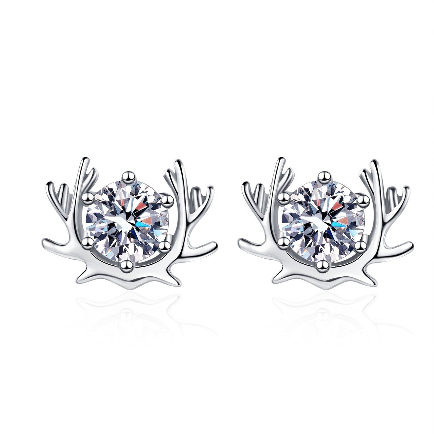 Round cut Moissanite Earrings in 925 Sterling Silver 1ct