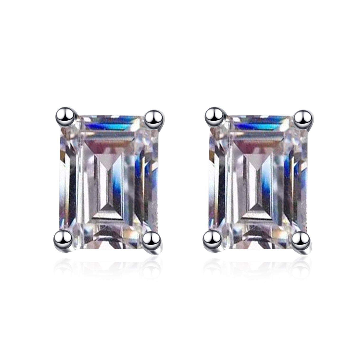 Emeralds cut Moissanite Earrings in 925 Sterling Silver 1ct 2ct 4ct