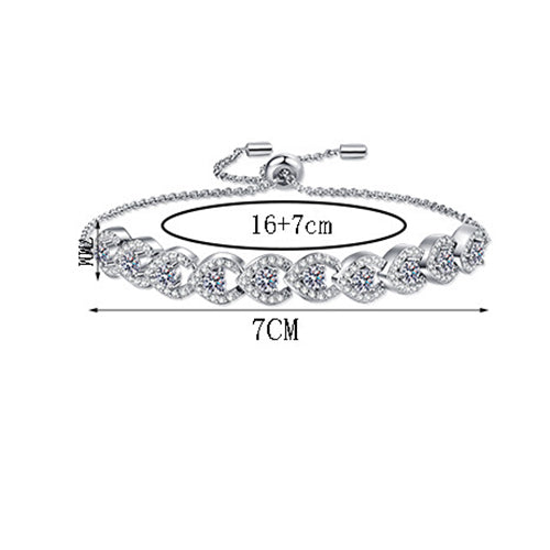 Moissanite Bracelets in 925 Sterling Silver 1ct 16+7cm
