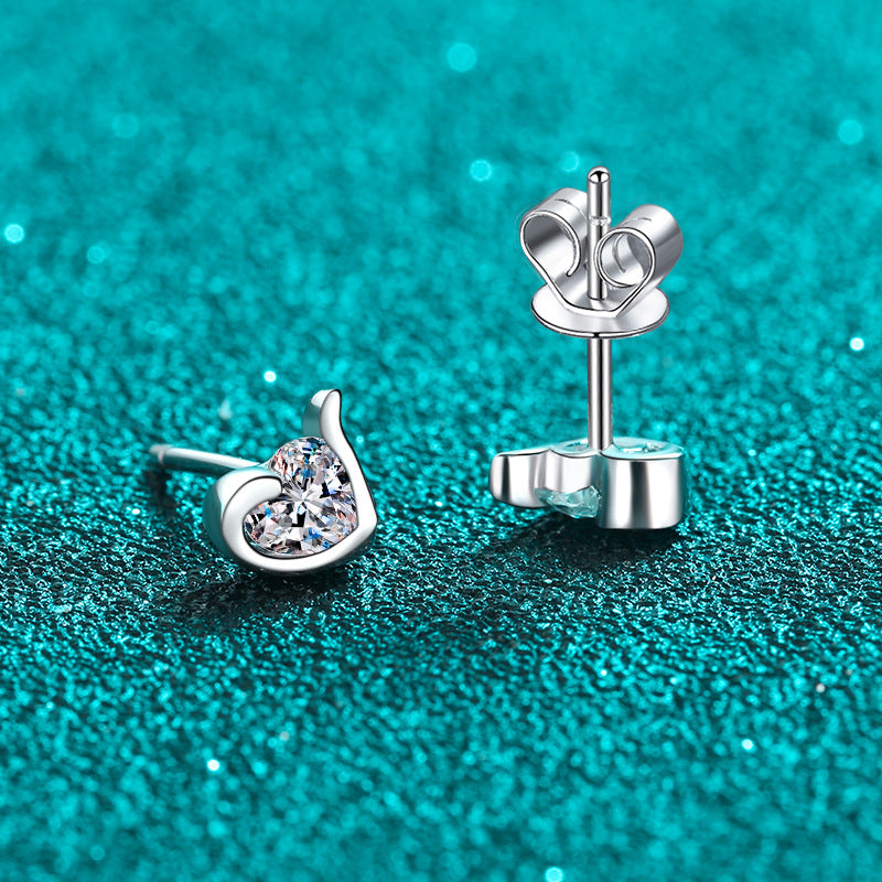 Heart cut Moissanite Earrings in 925 Sterling Silver 0.6ct