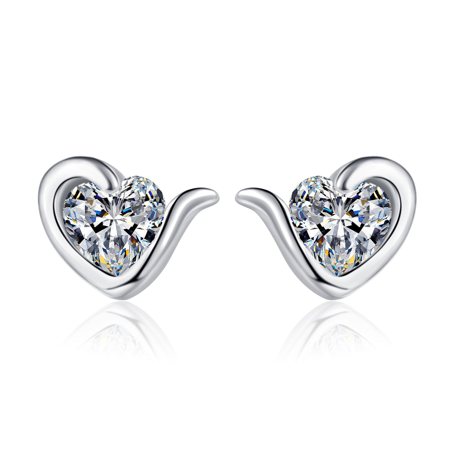Heart cut Moissanite Earrings in 925 Sterling Silver 0.6ct