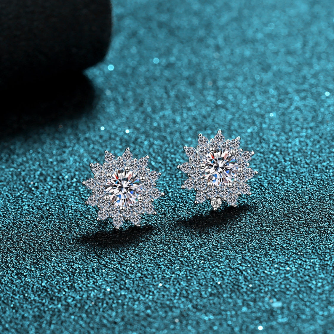 Round cut Moissanite Earrings in 925 Sterling Silver 1ct