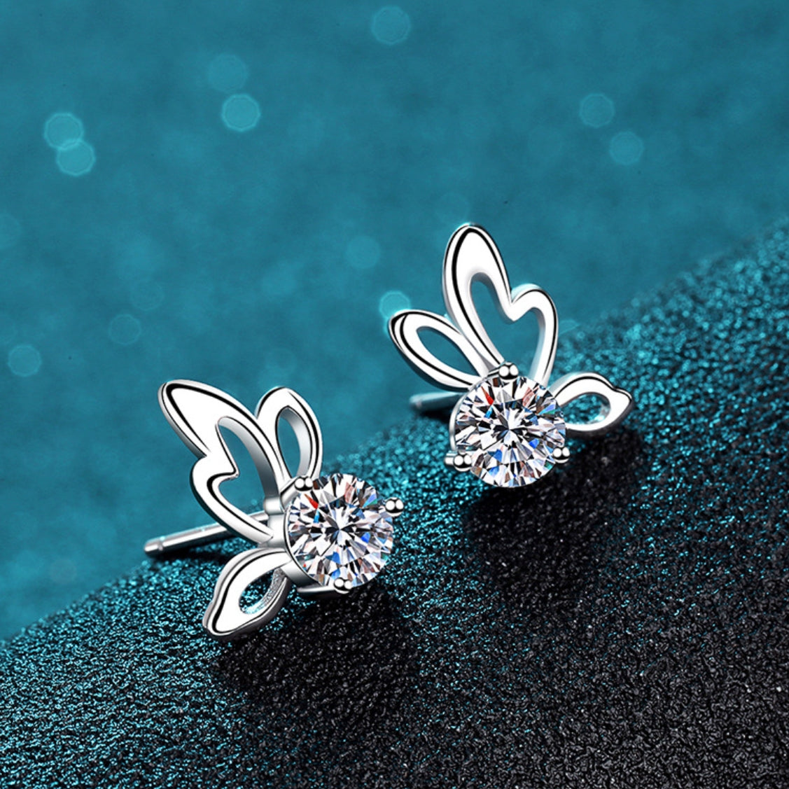 Round cut Moissanite Earrings in 925 Sterling Silver 0.6ct 1ct