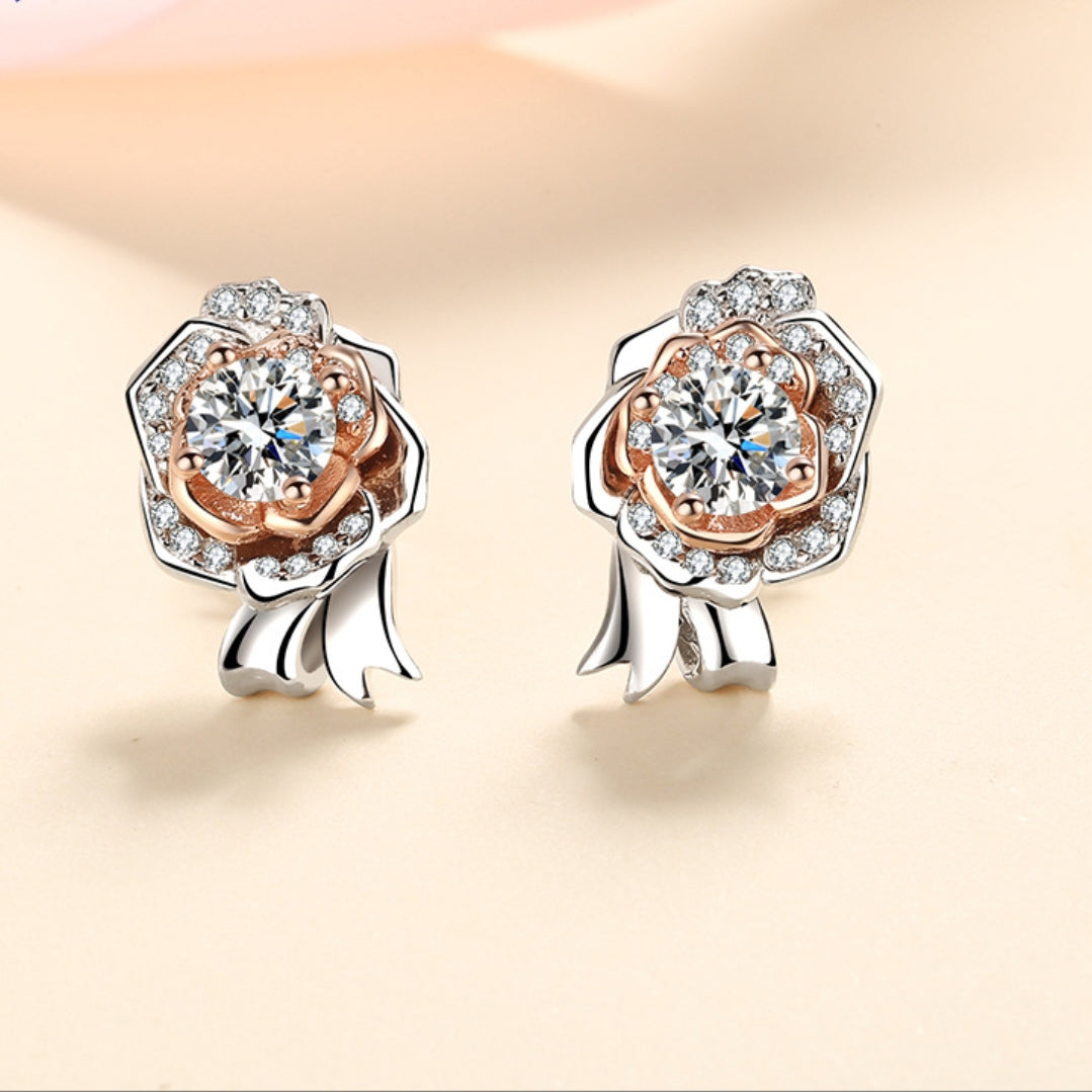 Round cut Moissanite Earrings in 925 Sterling Silver 1ct