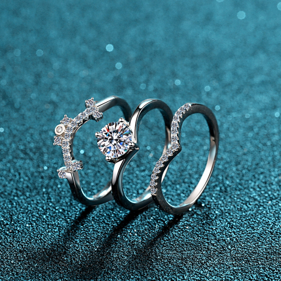 Moissanite Ring in 925 Sterling Silver 1ct