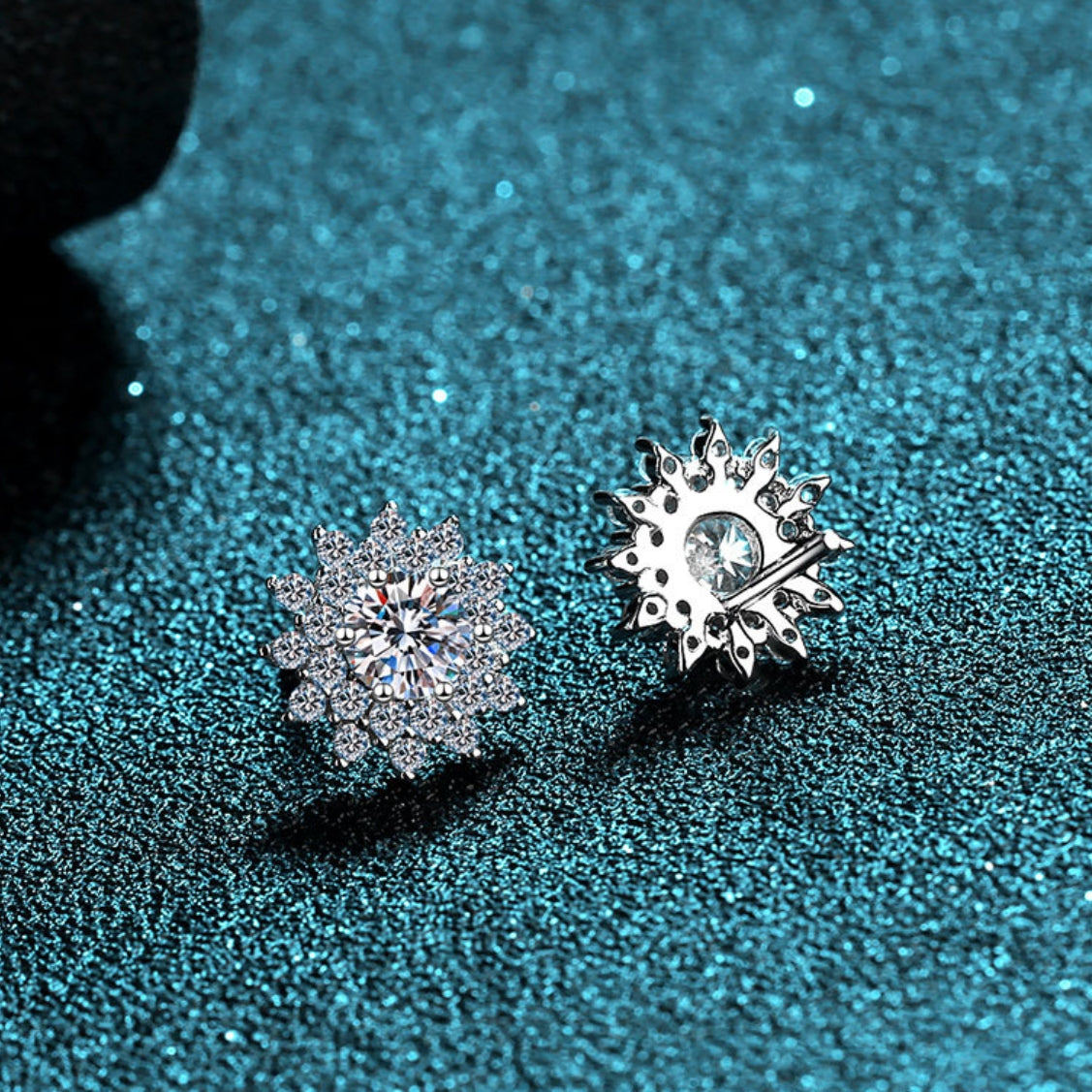 Round cut Moissanite Earrings in 925 Sterling Silver 1ct