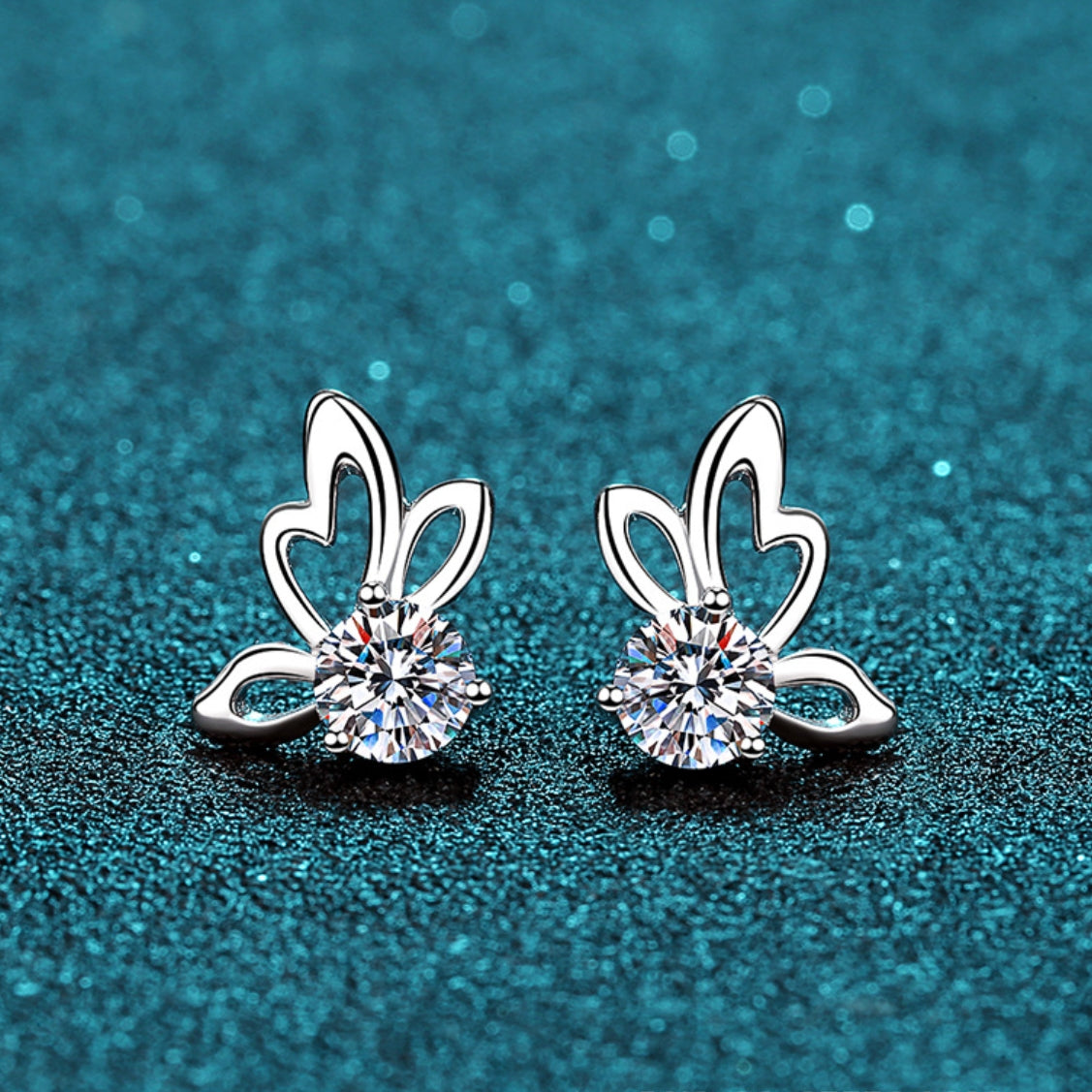 Round cut Moissanite Earrings in 925 Sterling Silver 0.6ct 1ct