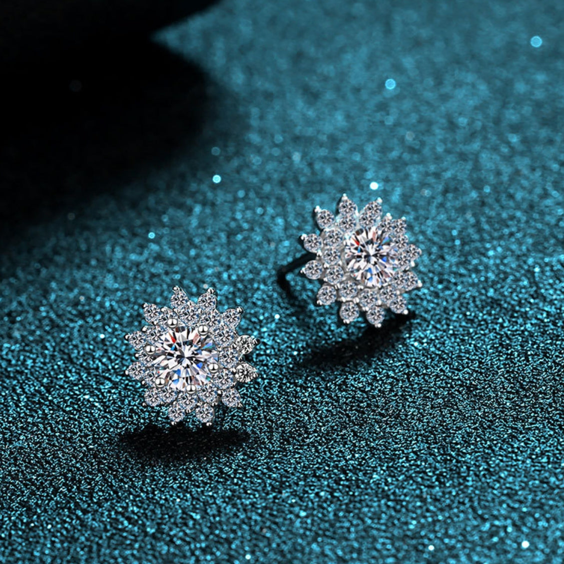 Round cut Moissanite Earrings in 925 Sterling Silver 1ct