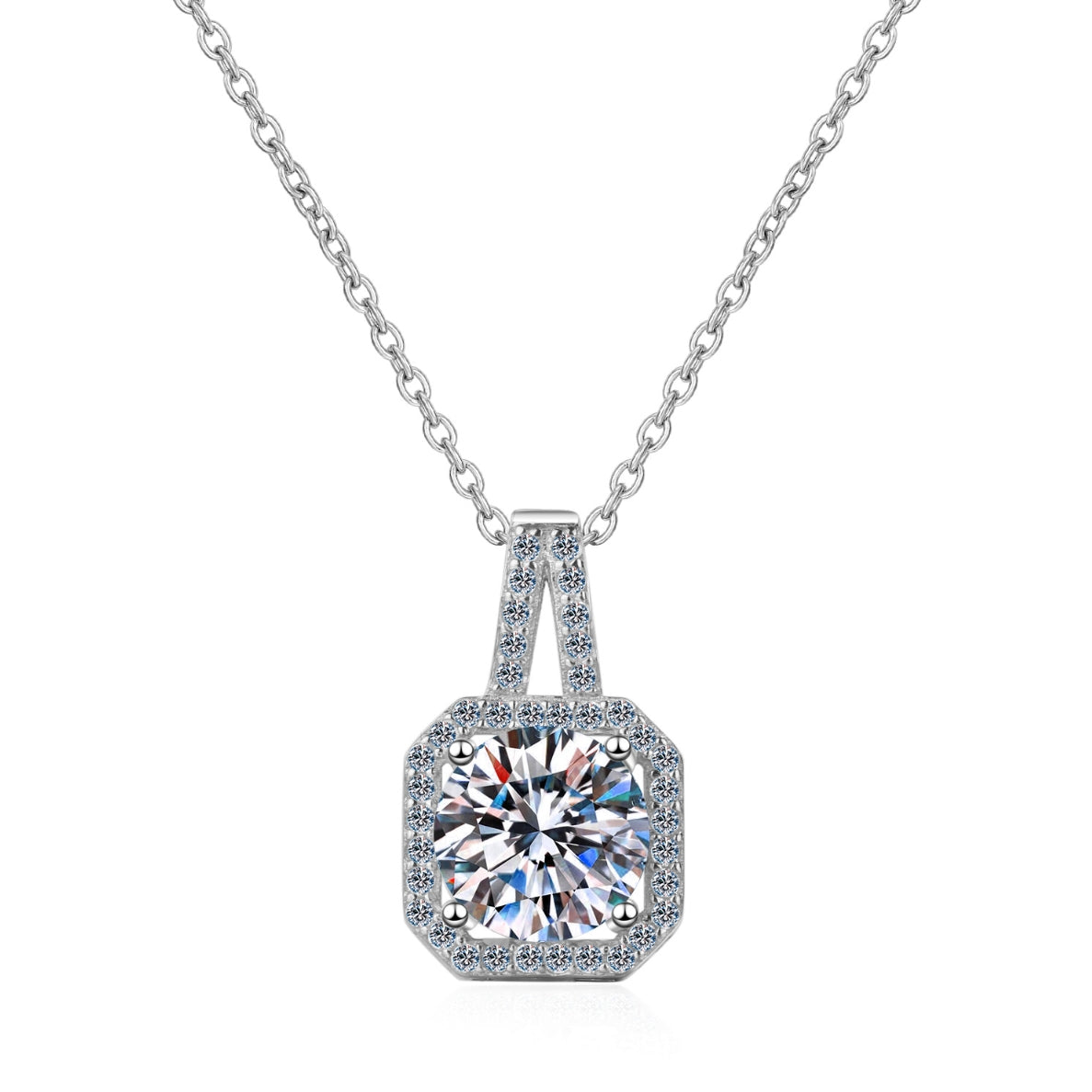 Moissanite Necklaces in 925 Sterling Silver 0.5ct 1ct 2ct