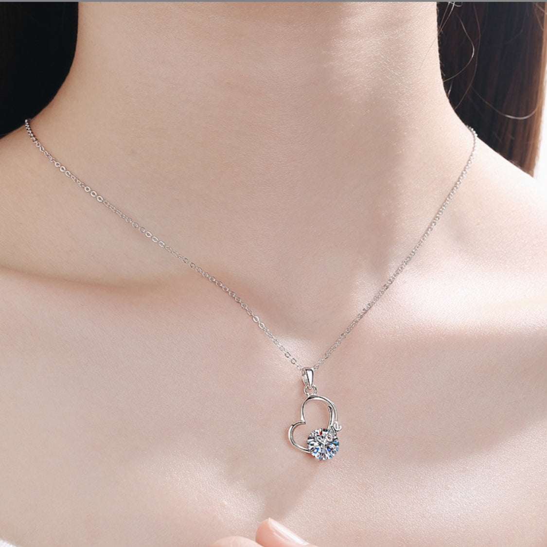 Moissanite Necklaces in 925 Sterling Silver 2ct