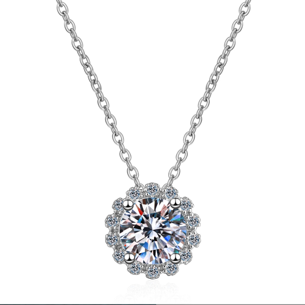 Moissanite Necklaces in 925 Sterling Silver 1ct