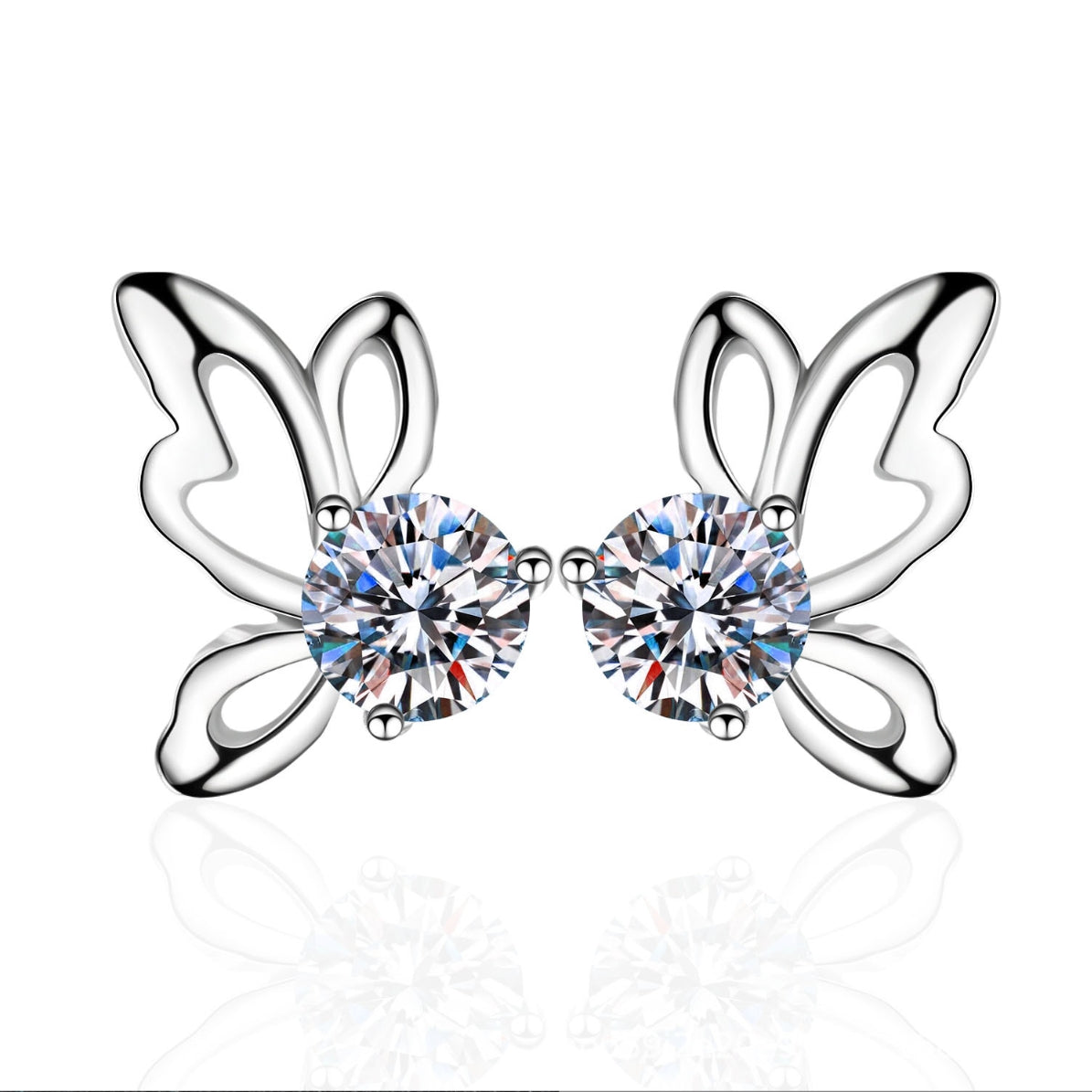Round cut Moissanite Earrings in 925 Sterling Silver 0.6ct 1ct