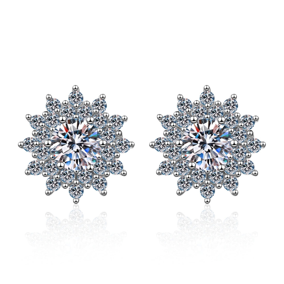 Round cut Moissanite Earrings in 925 Sterling Silver 1ct