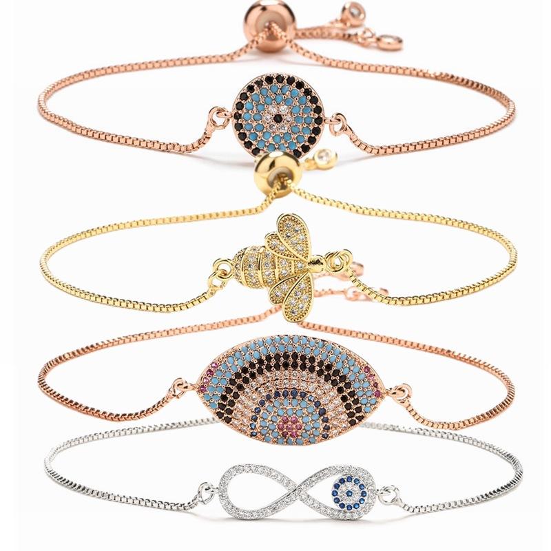 Brass (Copper) adjustable Bracelet with Cubic Zircon with 18K Gold Plated