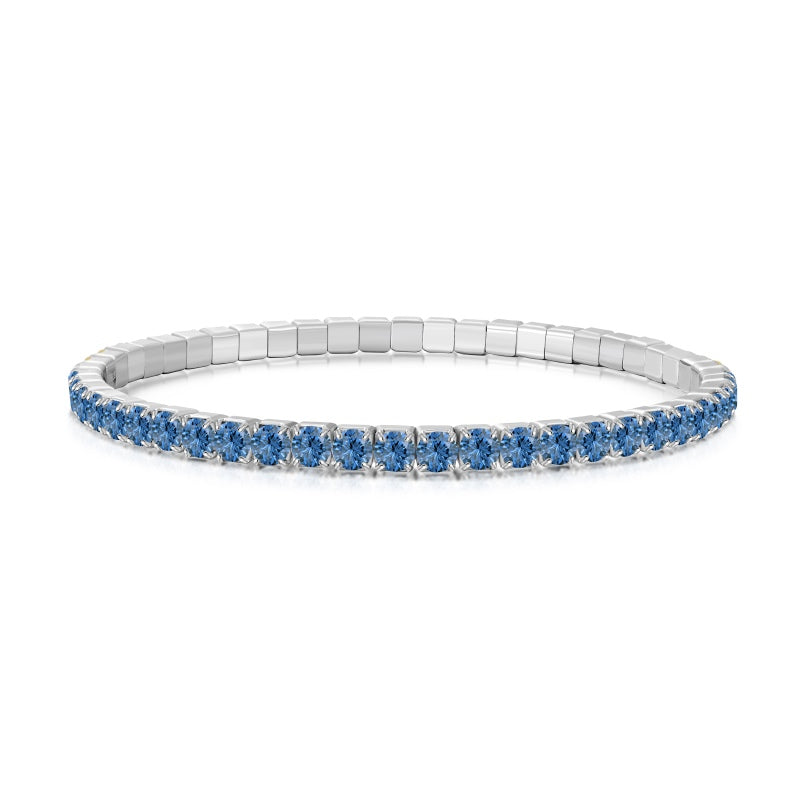 925 Sterling Silver Flexible Tennis Bracelet, 3mm Cubic Zircon