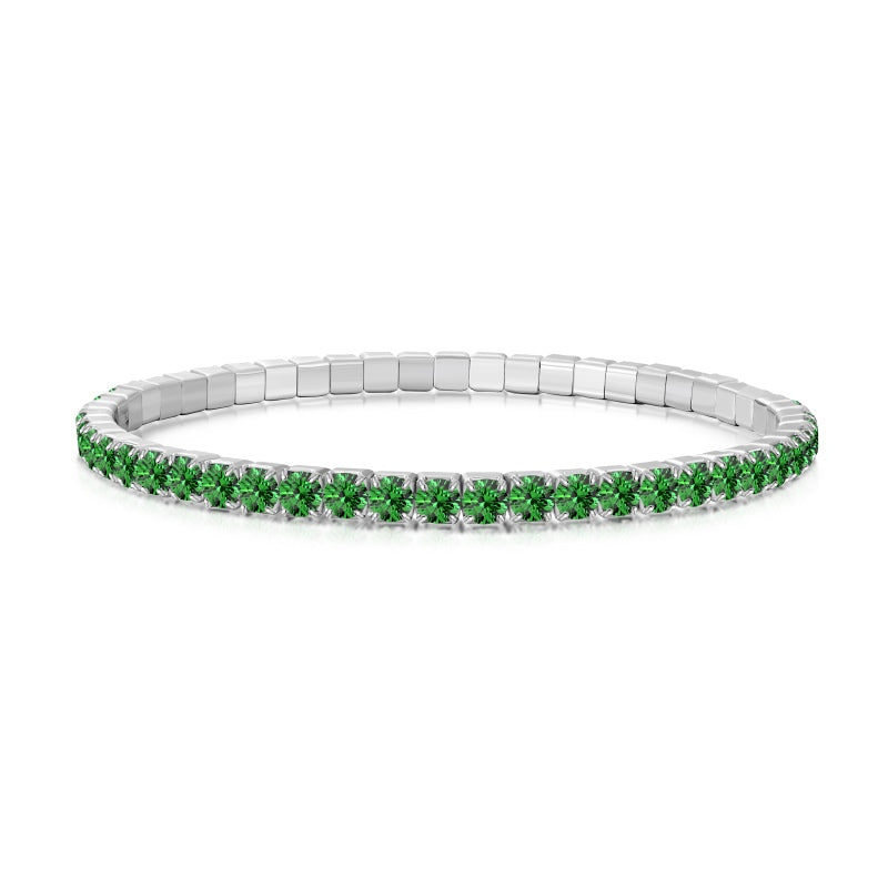 925 Sterling Silver Flexible Tennis Bracelet, 3mm Cubic Zircon