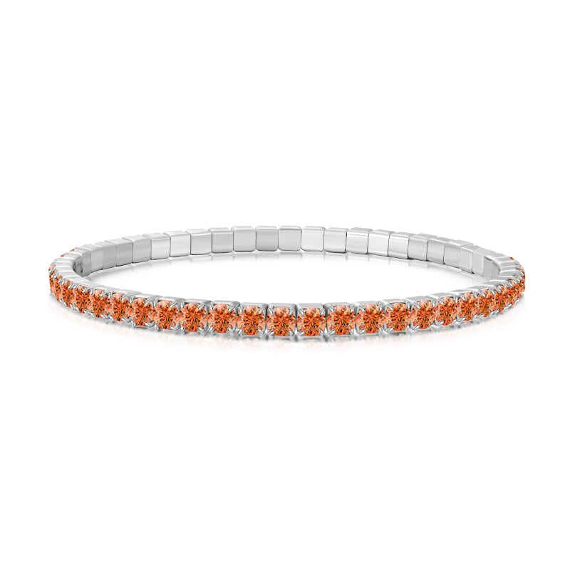 925 Sterling Silver Flexible Tennis Bracelet, 3mm Cubic Zircon