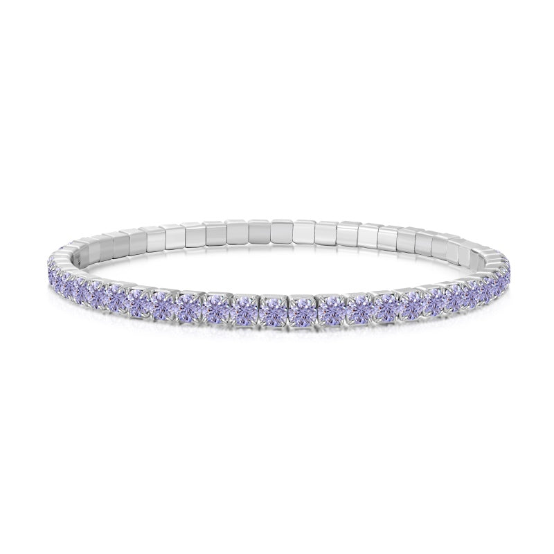 925 Sterling Silver Flexible Tennis Bracelet, 3mm Cubic Zircon