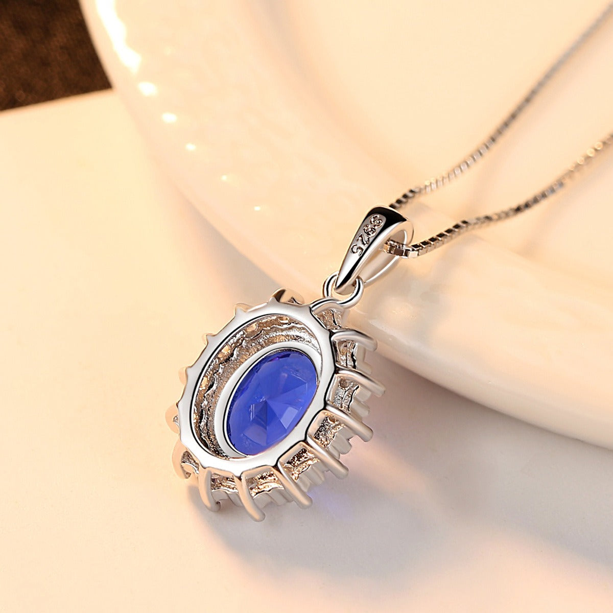 925 Sterling Silver Necklace & Pendant with Color Gemstones