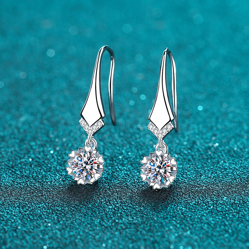 Round cut Moissanite Earrings in 925 Sterling Silver 1ct 2ct