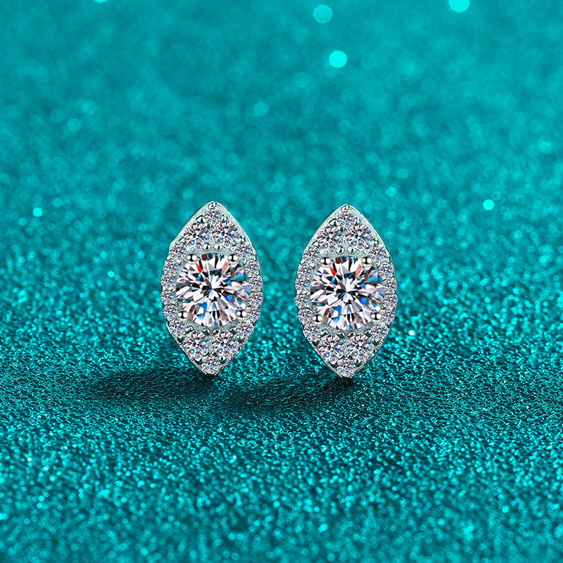 Round cut Moissanite Earrings in 925 Sterling Silver 1ct