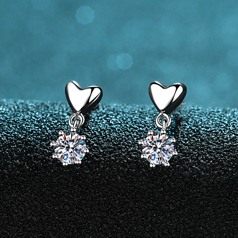 Round cut Moissanite Earrings in 925 Sterling Silver 0.6ct