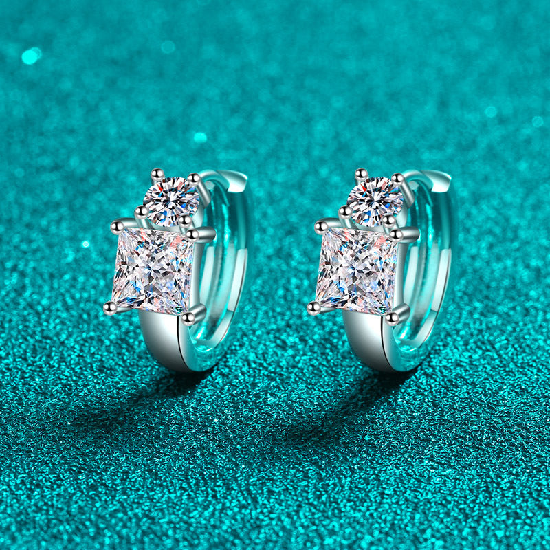 Princess cut Moissanite Earrings in 925 Sterling Silver 2.6ct
