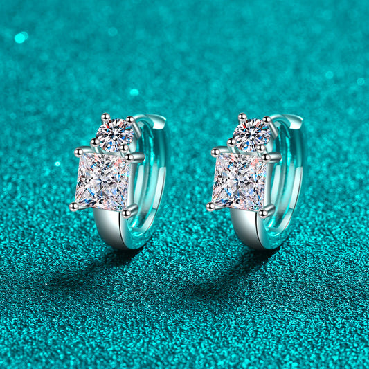 Princess cut Moissanite Earrings in 925 Sterling Silver 2.6ct