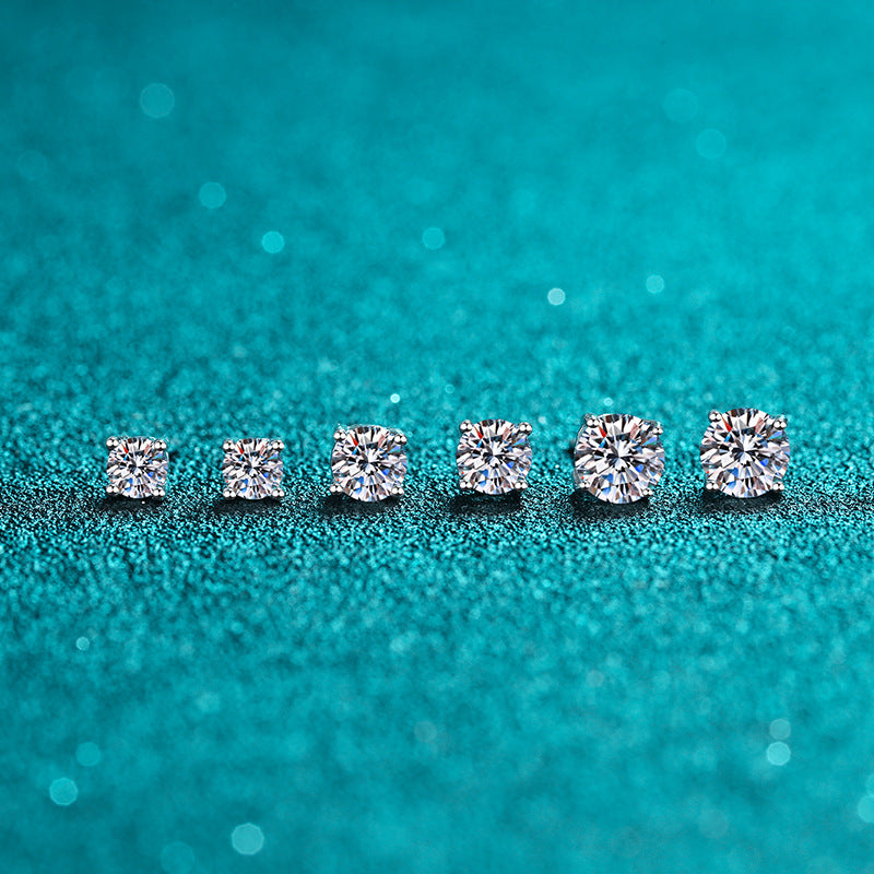 Round cut Moissanite Earrings in 925 Sterling Silver 0.4ct 0.6ct 1ct 1.6ct 2ct 4ct 6ct