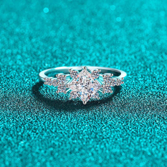 Princess cut Moissanite Ring in 925 Sterling Silver 1ct