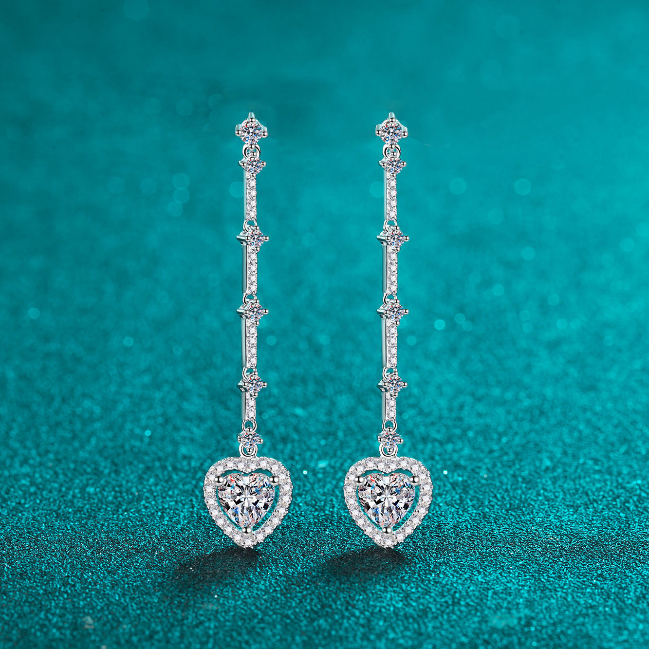 Heart cut Moissanite Earrings in 925 Sterling Silver 2ct