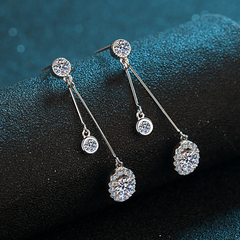 Round cut Moissanite Earrings in 925 Sterling Silver 1ct