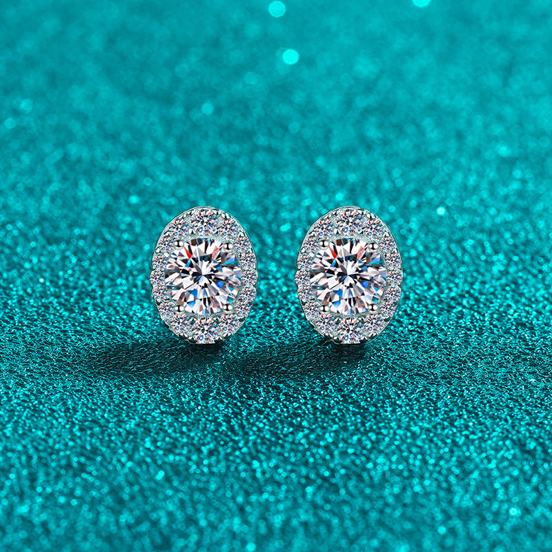 Round cut Moissanite Earrings in 925 Sterling Silver 1ct