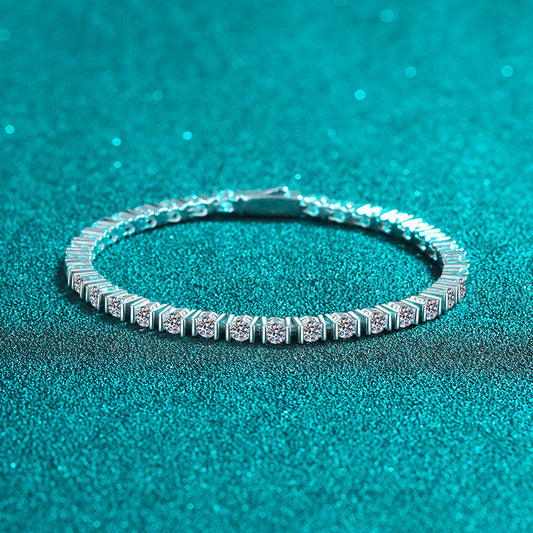 Moissanite Bracelets in 925 Sterling Silver 4.2ct 19cm
