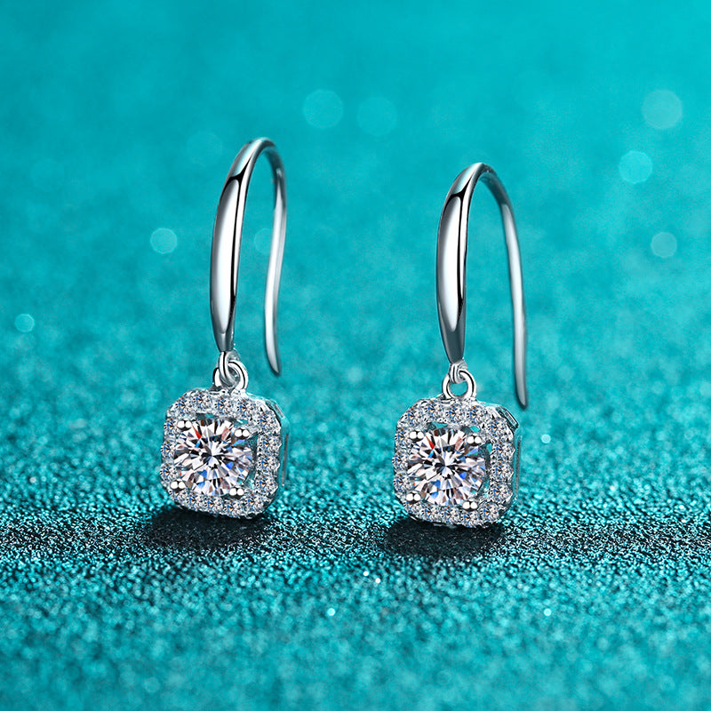Round cut Moissanite Earrings in 925 Sterling Silver 1ct