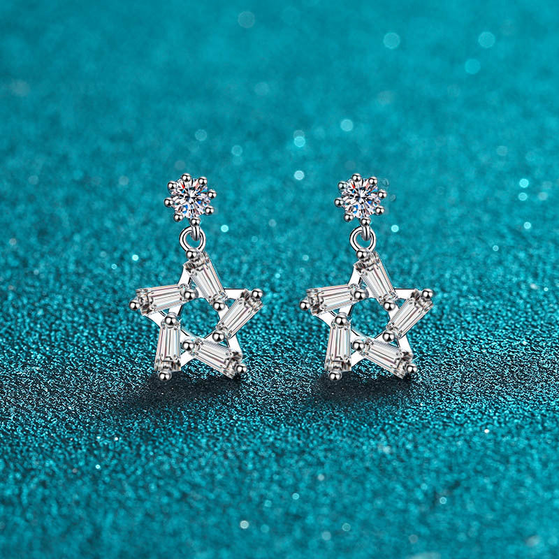 Moissanite Earrings in 925 Sterling Silver