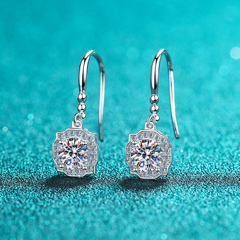 Round cut Moissanite Earrings in 925 Sterling Silver 1ct 2ct